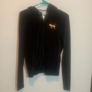 PINK velour zip up hoodie